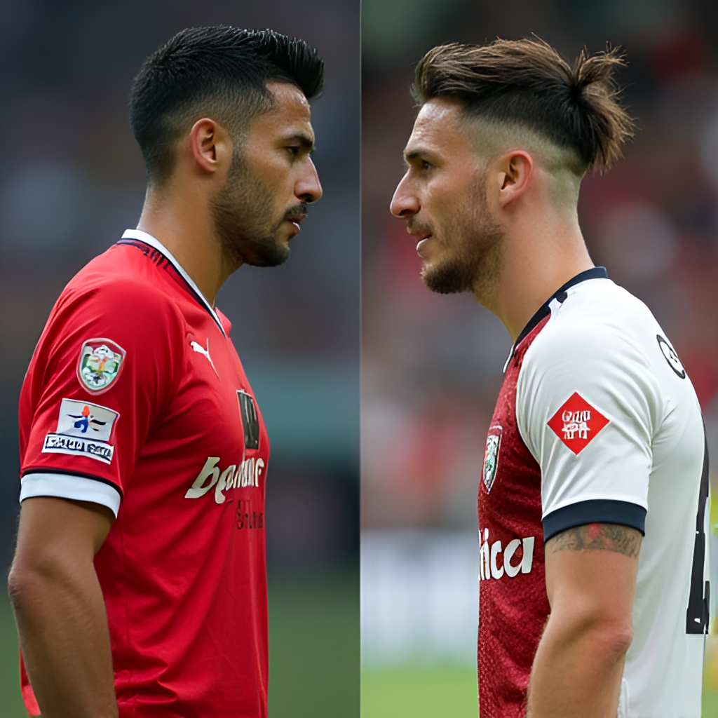 A split image or composite photo showing Taulant Xhaka in an Albania national team kit facing off against his brother Granit Xhaka in a Switzerland kit during a match, highlighting the emotional aspect of their unique rivalry