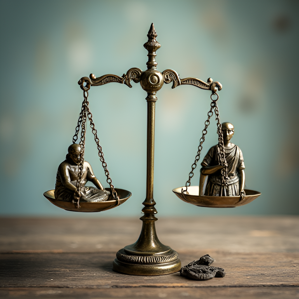 A conceptual image representing the ethical and legal complexities surrounding assisted suicide, possibly showing scales of justice balanced with symbolic representations of autonomy or difficult choices.