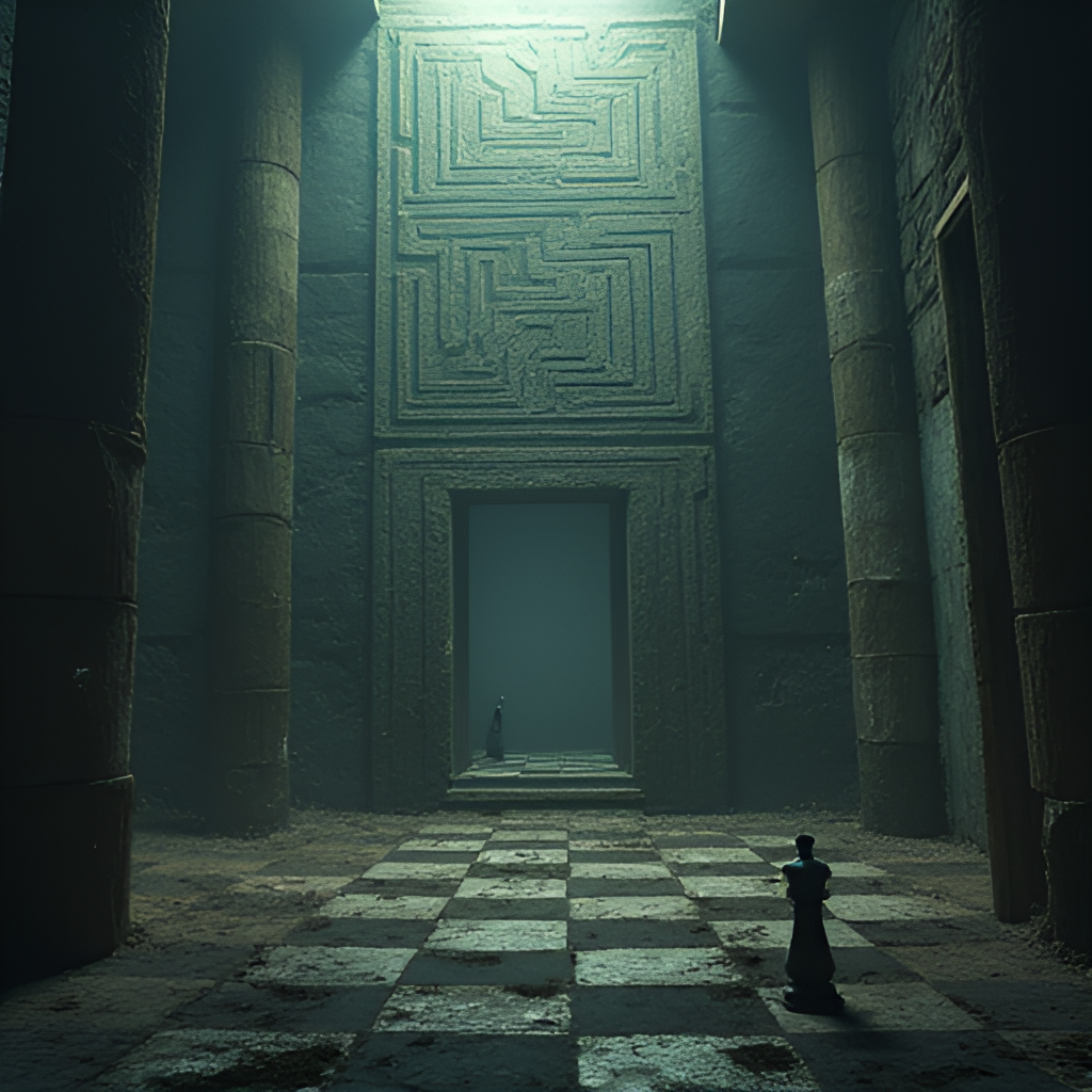 An image depicting elements of the potential new games for Season 3, such as abstract representations of a maze, climbing structure, or chessboard pieces, with a dark, ominous atmosphere.